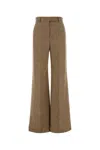 Valentino Garavani Melange Sand Wool Palazzo Pant In Brown