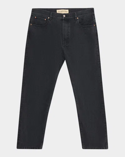 Valentino Men & Apos;s Grey Denim Straight Leg Jeans In Black