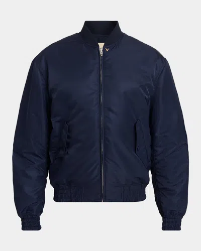 Valentino Men & Apos;s Nylon Bomber Jacket In Blue