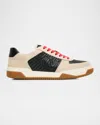Valentino Sneakers Contrasting Panels Perforated Detailing Rubber Sole In Black