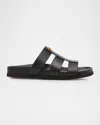 Valentino Studshield Calfskin Slides In Black