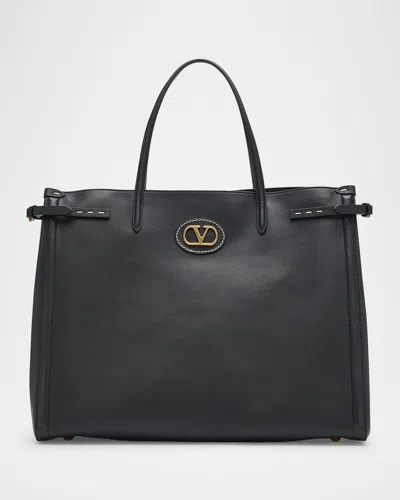 VALENTINO GARAVANI MEN'S ANTIBES LARGE LEATHER VLOGO TOTE BAG