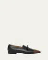 Valentino Two-tone Leather Loafers Tassel Detail In Animal Print