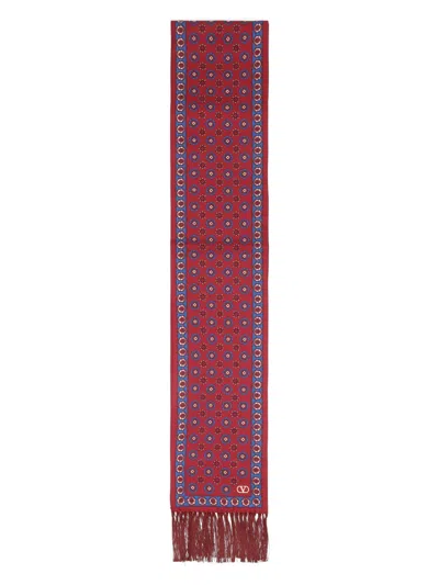 Valentino Maroon Geometric Pattern Scarf