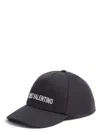 Valentino Cotton Baseball Cap With Embroidery In Neroavorio
