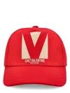 Valentino Garavani Red Cotton Hat In Rossoburro