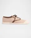 Valentino Bay By Bay Webbing-trimmed Checked Canvas Sneakers In Tabacco