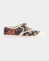 Valentino Sneaker Bay By Bay Denim Print In Dk Blue/red/yel