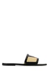 Valentino Men's Black And Beige Goat Leather Slippers With Central Strap
