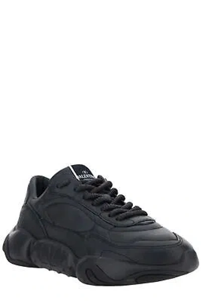 Pre-owned Valentino Garavani Valentino Men's Black Calf Leather Garavani Chunky Sneakers