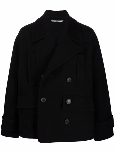Valentino Men's Black Double-breasted Coat For Fw24 From