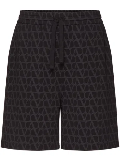 Valentino Toile Iconographe Mid-waist Black Bermuda Shorts For Men