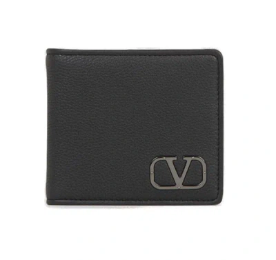 Valentino Garavani Men's Black Vlogo Type Bi-fold Wallet For Fw23