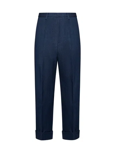 Valentino Men Blue Denim Straight Trousers