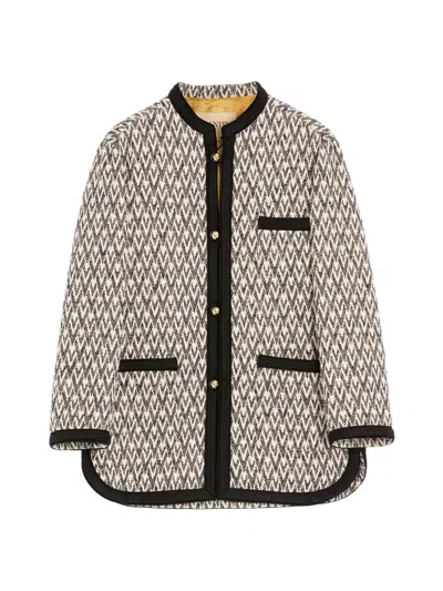 Valentino Geometric Woven Collarless Jacket In Multi