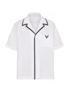 Valentino Cotton Poplin Bowling Shirt With Rubberised V Detail In White