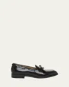 Valentino Bowshire Loafers In Black Glossy Calfskin In Black