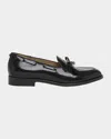 Valentino Bowshire Loafers In Black Glossy Calfskin In Black