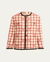 Valentino Checked Button-up Cardigan In Red
