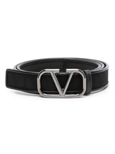 Valentino Garavani Toile Iconographe Reversible Belt In Nero