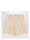 Valentino Butter-coloured Bermuda Shorts With Turn-ups In Beige