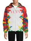 Valentino White And Multi Camouflage Print Windbreaker In Multicolor Camo