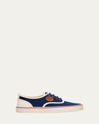 VALENTINO GARAVANI MEN'S NOJOKE CANVAS LEATHER VLOGO LOW-TOP SNEAKERS