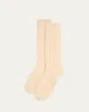 Valentino Men's Cashmere-blend Crew Socks In 581 Burro