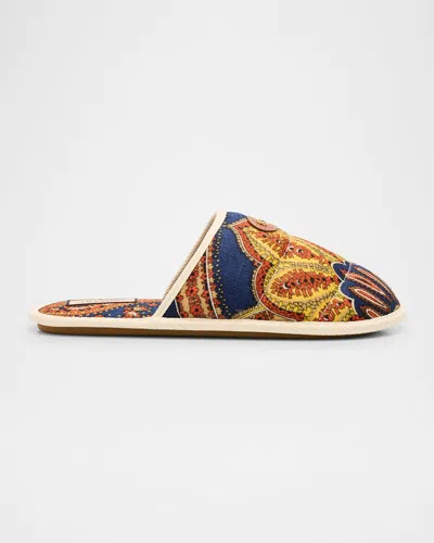 Valentino Garavani Men's Chambre Voyage Imaginaire Denim Slides