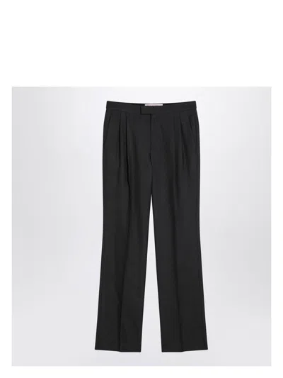 VALENTINO MEN'S CHARCOAL WOOL TROUSERS