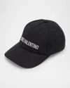 Valentino Cotton Baseball Cap With Embroidery In 0na Neroavorio