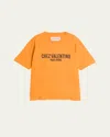 Valentino Cotton T-shirt With Chez Print In Orange