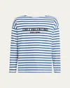 Valentino Chez Logo Long-sleeved Stripe T-shirt In Butter