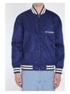 Valentino Blue Bomber Jacket In Printed Polyamide With Zip And High Collar In Blue