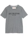 Valentino White Roundneck Striped T-shirt In Multicolor