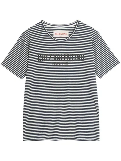 VALENTINO VALENTINO MEN CHEZ VALENTINO COTTON AND LINEN T-SHIRT