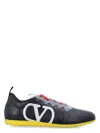 Valentino Garavani Black Sneakers With Asymmetric Toe And Vlogo Detail On The Side In Tech Fabric Ma In Black