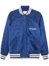 Valentino Blue Bomber Jacket In Printed Polyamide With Zip And High Collar In Blue