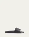 Valentino Rubber Slides With Wide Strap And Flat Sole In Black