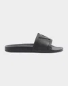 Valentino Rubber Slides With Wide Strap And Flat Sole In Black