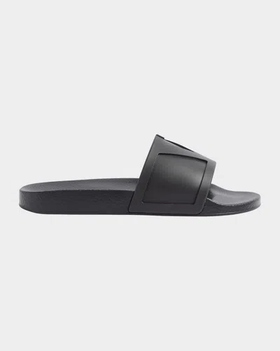 Valentino Garavani Viva Superstar Rubber Slippers Flat Sole In Black