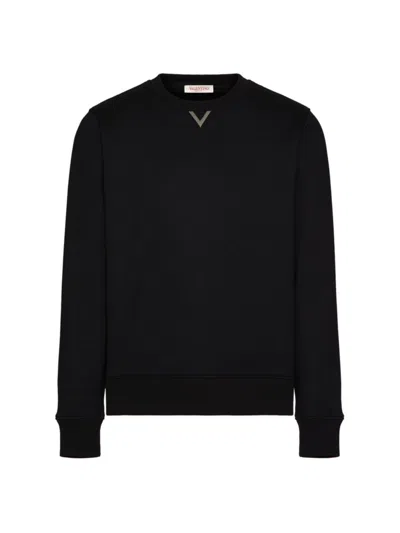 Valentino Men's Cotton Crewneck Sweatshirt In Black