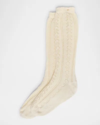 VALENTINO MEN'S COTTON EYELET OVER-CALF SOCKS