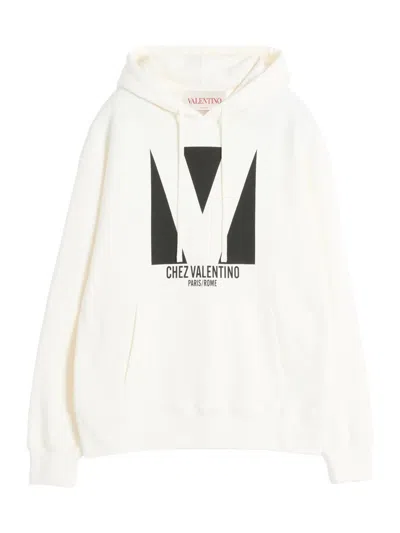 VALENTINO MEN'S COTTON HOODED SWEATSHIRT WITH CHEZ PRINT