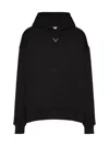 Valentino Men's Cotton Hooded Sweatshirt With Metallic V Detail In Black
