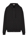 VALENTINO MEN'S COTTON HOODED SWEATSHIRT WITH ZIPPER AND TOILE ICONOGRAPHE PRINT