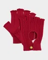 Valentino Ribbed-knit Cotton Fingerless Gloves In Red