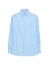 Valentino Cotton Poplin Shirt With Toile Iconographe Pattern In Sky Blue