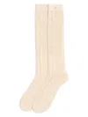 Valentino Ivory White Knitted Cotton Socks With Vlogo Signature In White
