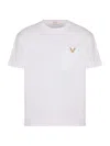 Valentino Cotton T-shirt With Metallic V Detail In White